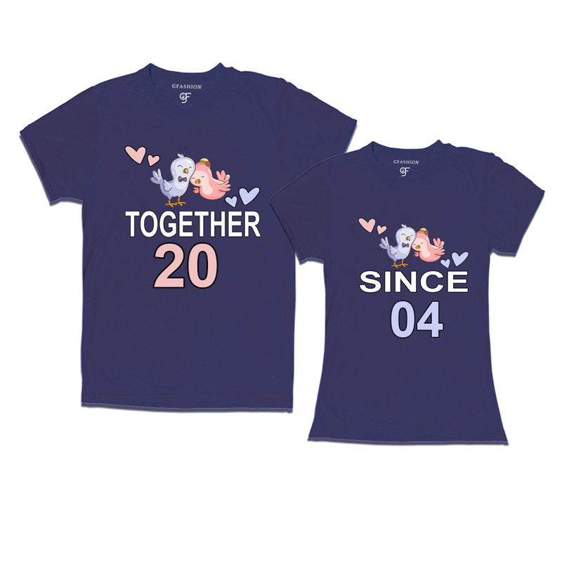 Together since 2004 Couple t-shirts for anniversary with cute love birds