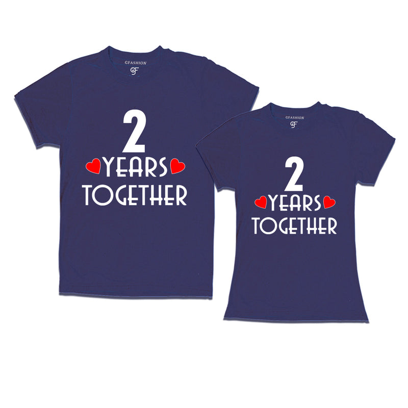 2 years together wedding anniversary couple t-shirts