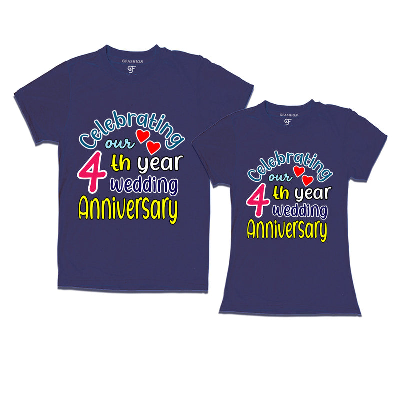 celebrating our 4th year wedding anniversary couple t-shirts