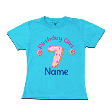 Donut Birthday girl t shirts with name customized for 7th birthday