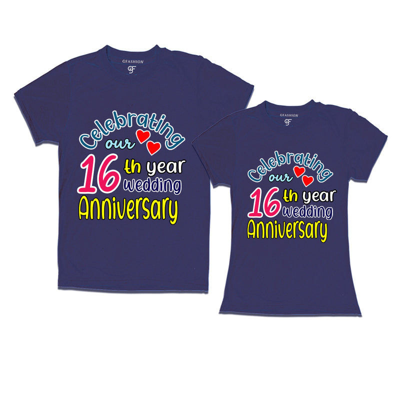 celebrating our 16th year wedding anniversary couple t-shirts