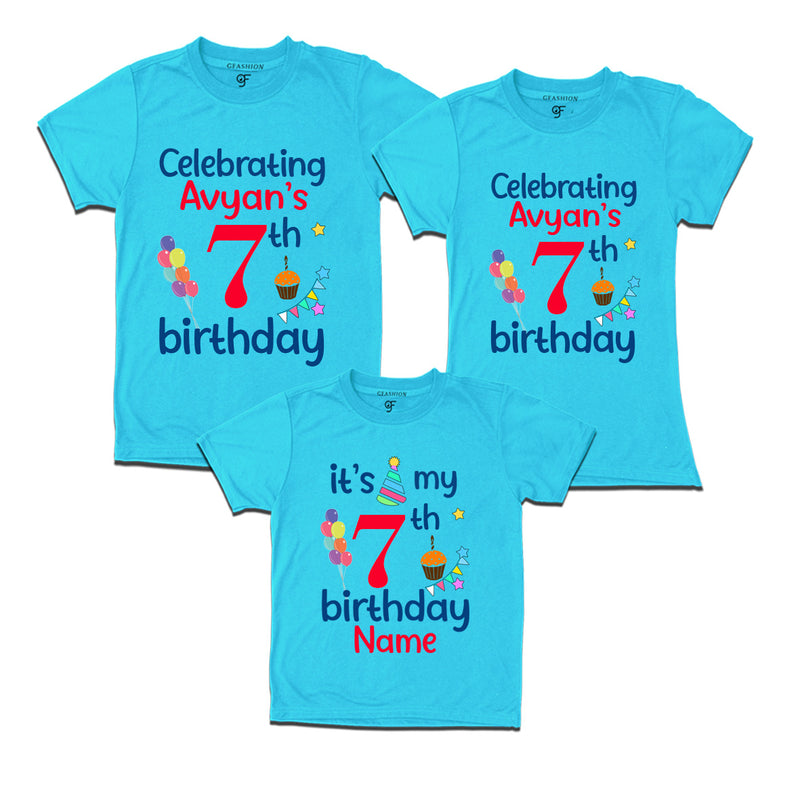 7th birthday name customized t shirts with family