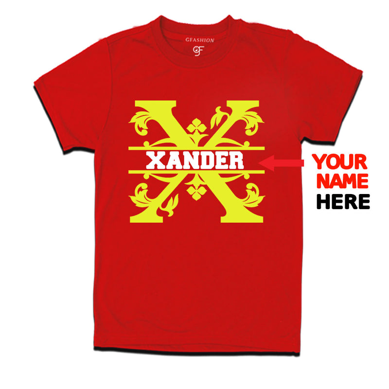 Initial X with name t shirts for kids and adults