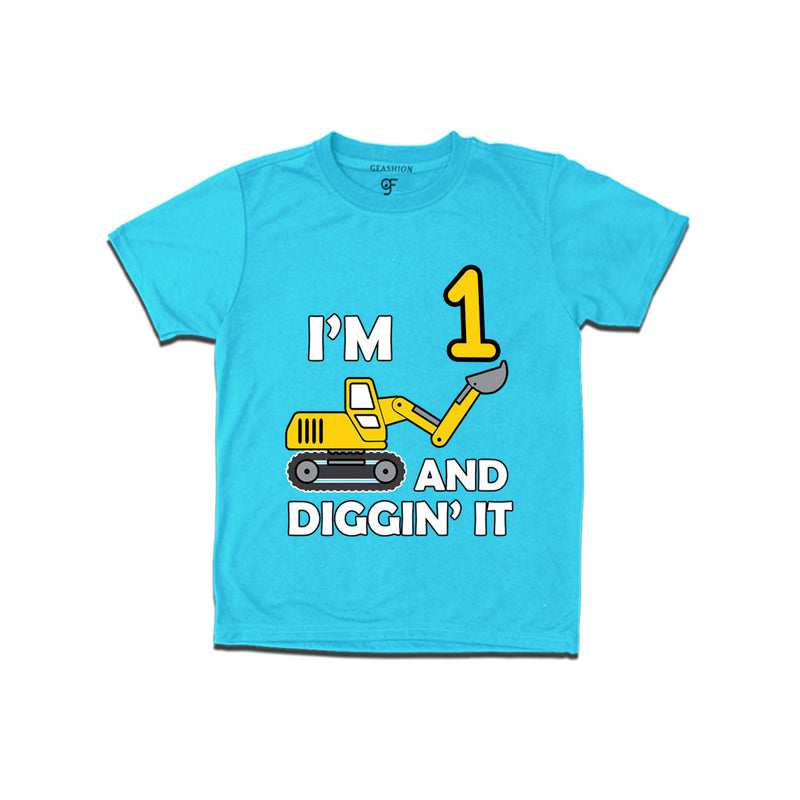 I'm 1 and Digging It t shirts for boys and girls