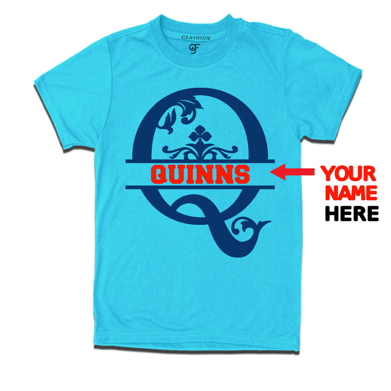 Initial Q with name t shirts for kids and adults