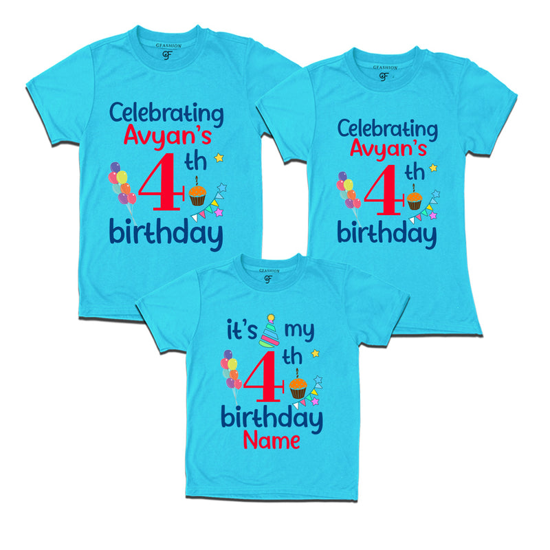4th birthday name customized t shirts with family