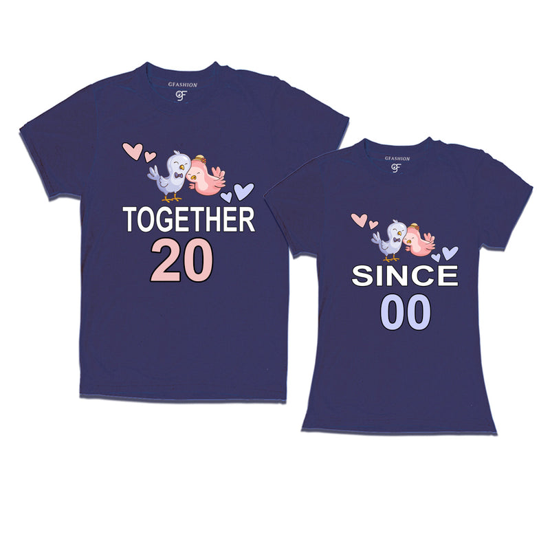 Together since 2000 Couple t-shirts for anniversary with cute love birds