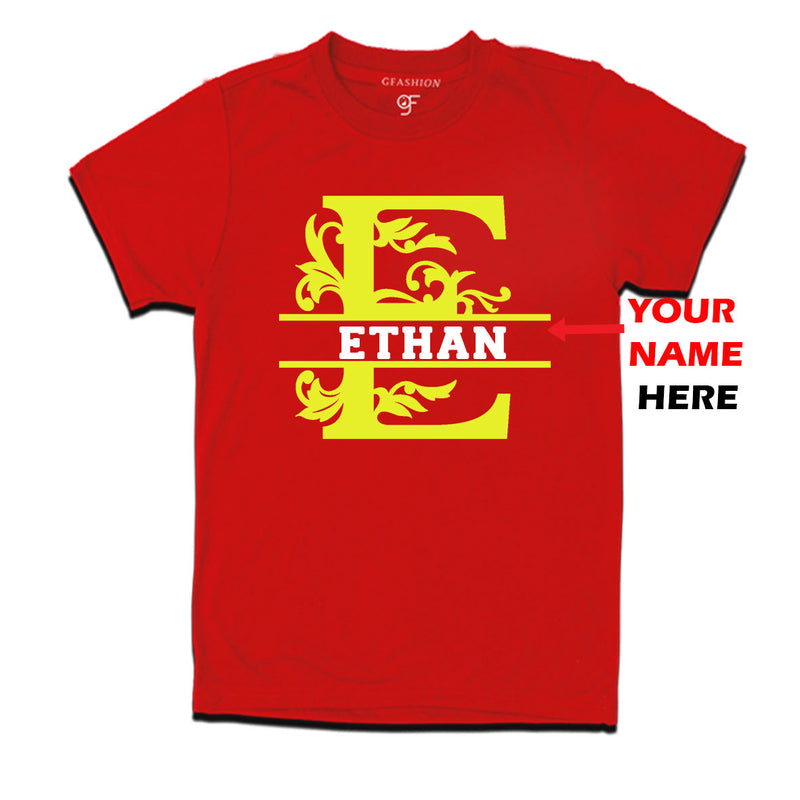 Initial E with name t shirts for kids and adults