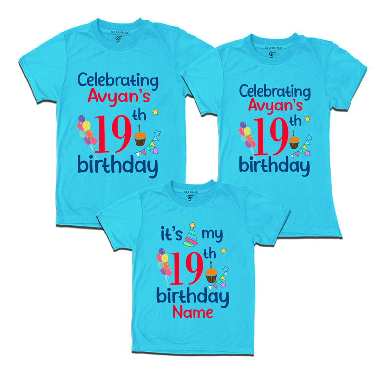 19th birthday name customized t shirts with family