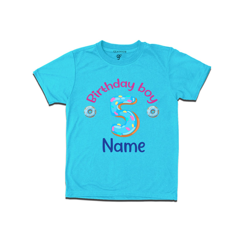 Donut Birthday boy t shirts with name customized for 5th birthday