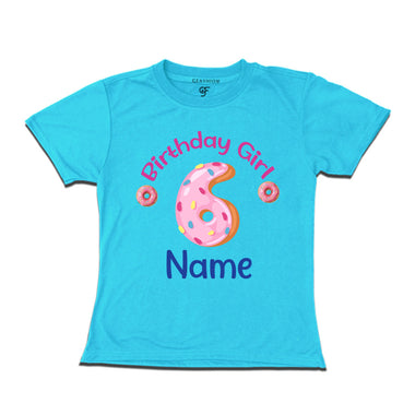 Donut Birthday girl t shirts with name customized for 6th birthday