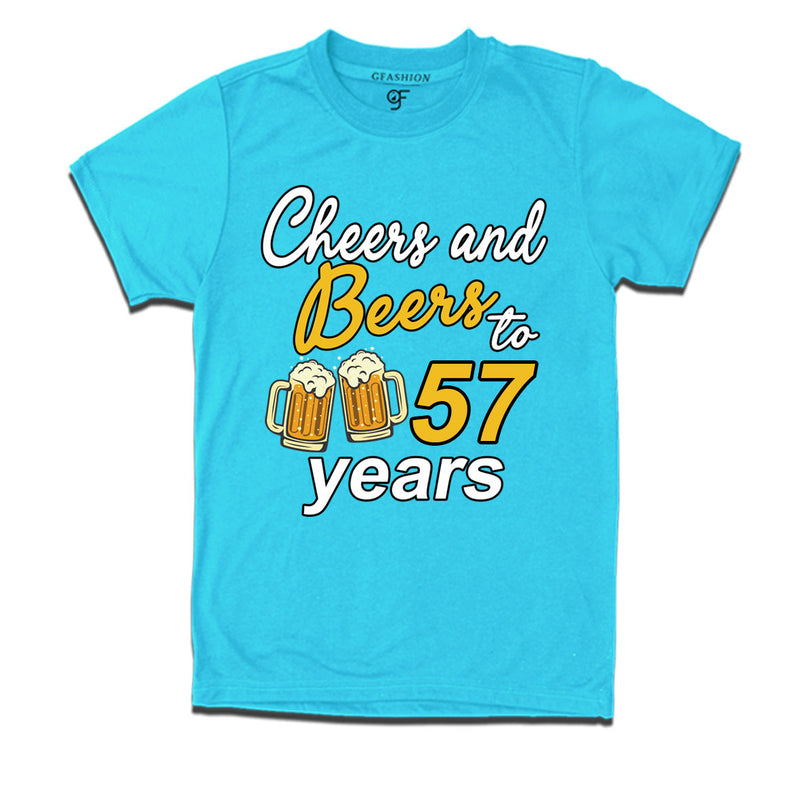 Cheers and beers to 57 years funny birthday party t shirts