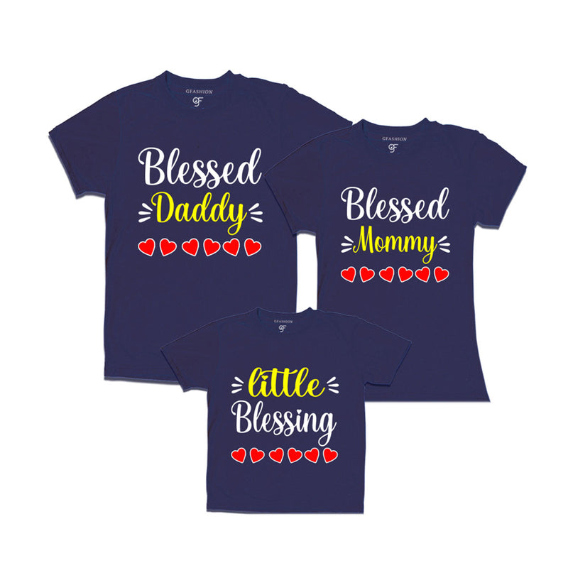 BLESSED DADDY BLESSED MOMMY AND LITTLE BLESSING FAMILY T SHIRTS