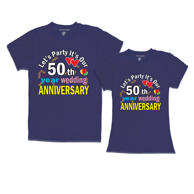 Let's party it's our 50th year wedding anniversary festive couple t-shirts