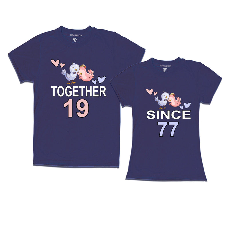 Together since 1977 Couple t-shirts for anniversary with cute love birds