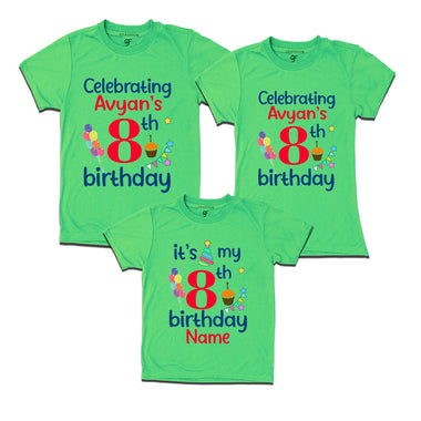 8th birthday name customized t shirts with family