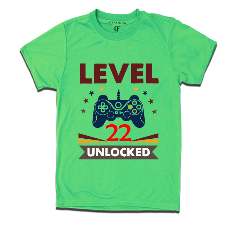 Level 22 Unlocked gamer t-shirts for 22 year old birthday