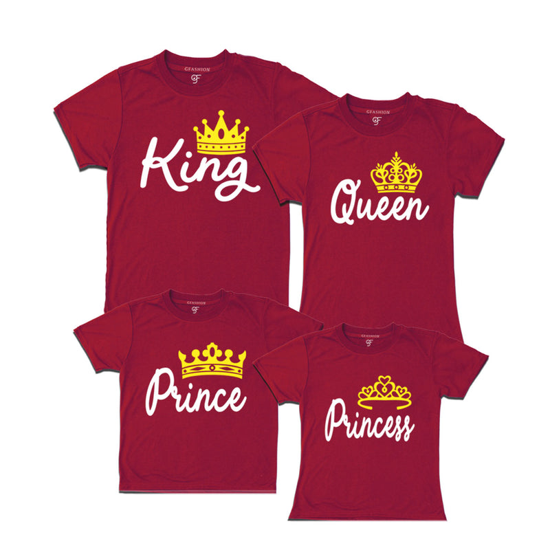 KING QUEEN PRINCE PRINCESS WITH CROWN PRINT FAMILY T SHIRTS