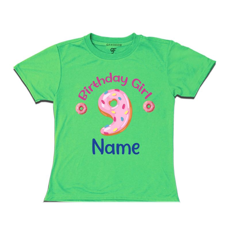 Donut Birthday girl t shirts with name customized for 9th birthday