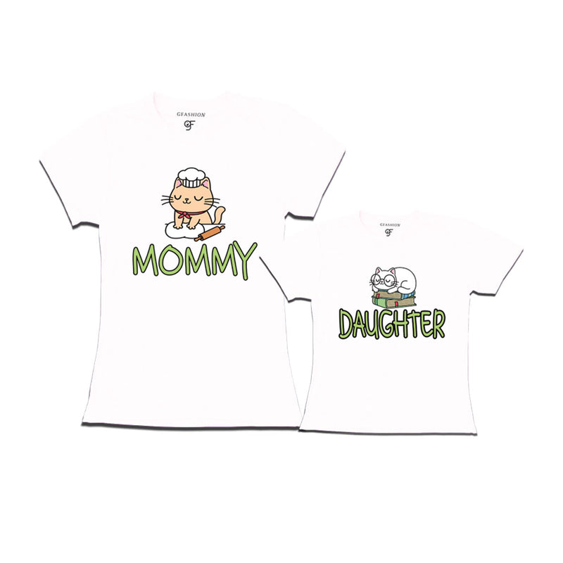 MOMMY DAUGHTER CUTE CATS MATCHING FAMILY T SHIRTS