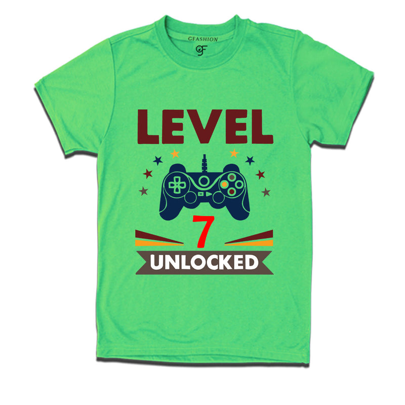 Level 7 Unlocked gamer t-shirts for 7 year old birthday