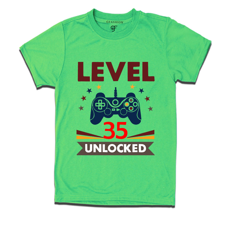 Level 35 Unlocked gamer t-shirts for 35 year old birthday
