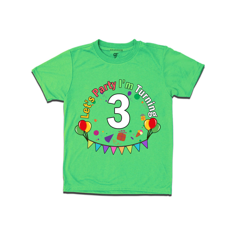 Let's party i'm turning 3 festive birthday t shirts