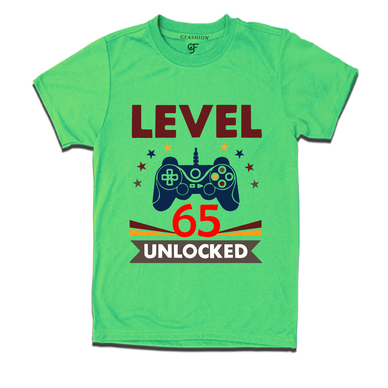 Level 65 Unlocked gamer t-shirts for 65 year old birthday