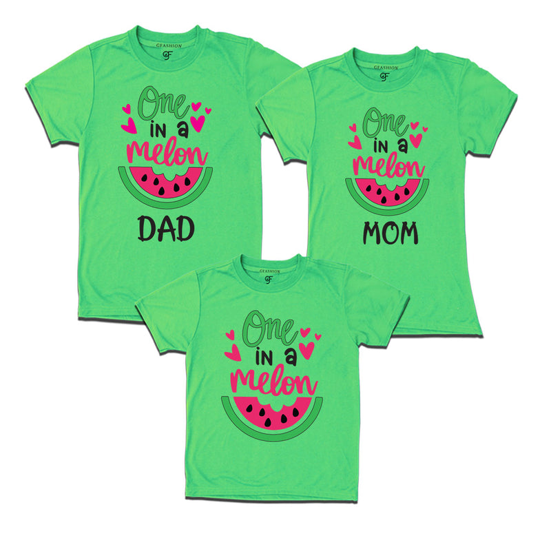 ONE IN A MELON DAD MOM AND KID BIRTHDAY T-SHIRTS FOR FAMILY
