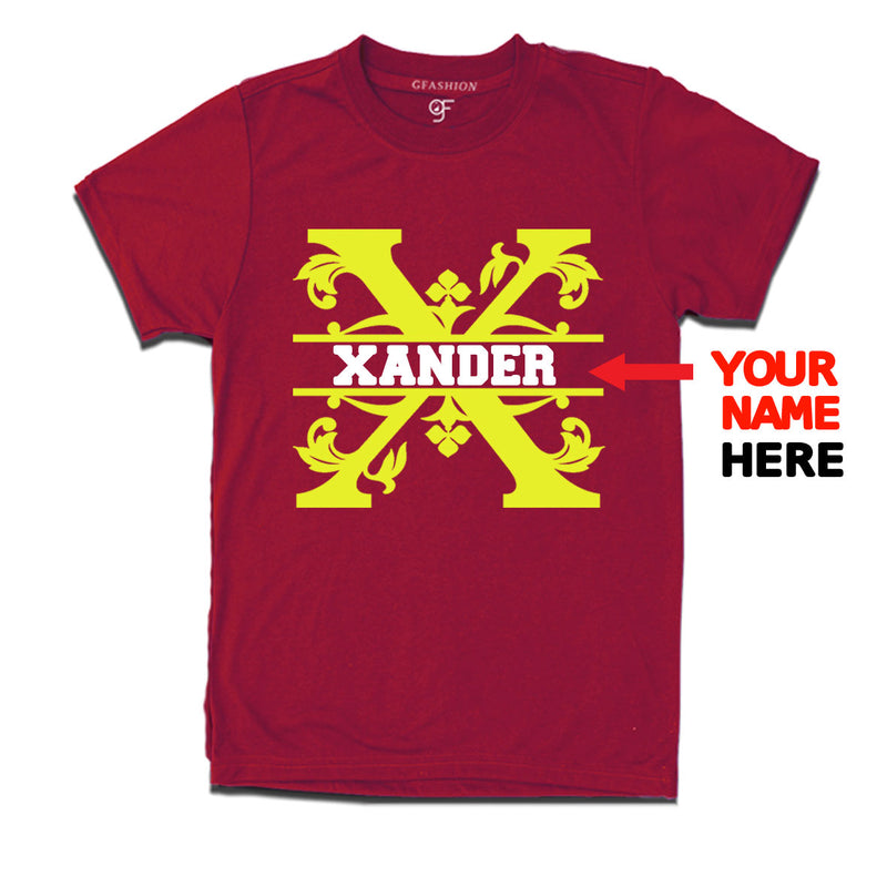 Initial X with name t shirts for kids and adults