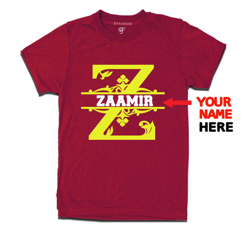 Initial Z with name t shirts for kids and adults