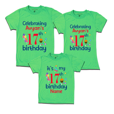 17th birthday name customized t shirts with family