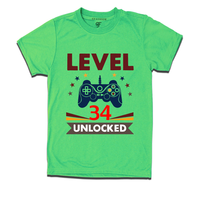 Level 34 Unlocked gamer t-shirts for 34 year old birthday