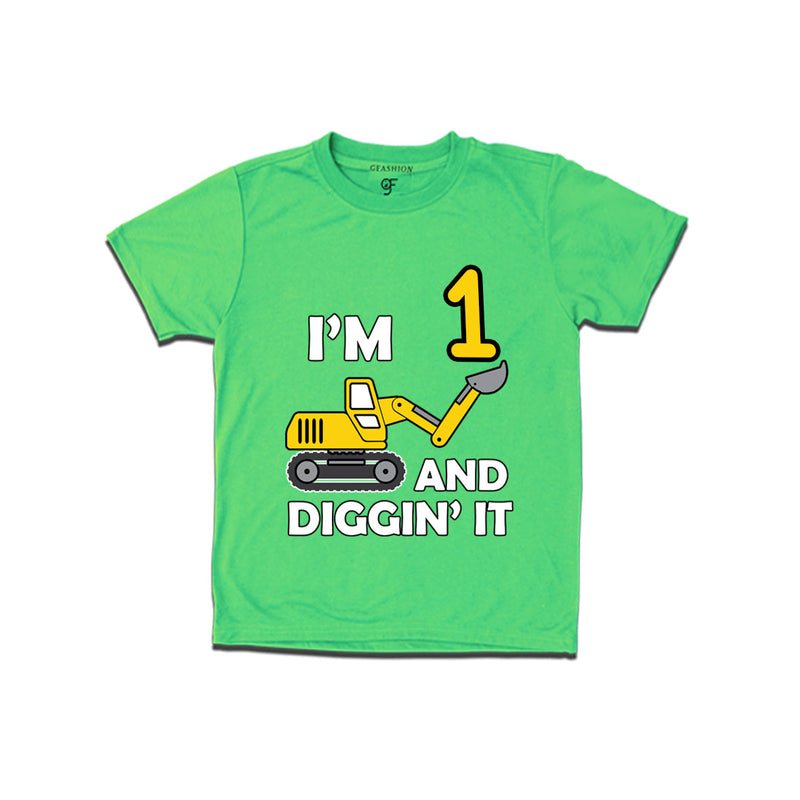 I'm 1 and Digging It t shirts for boys and girls