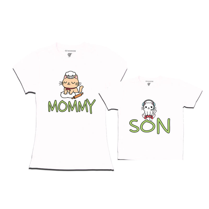 MOMMY SON CUTE CATS MATCHING FAMILY T SHIRTS
