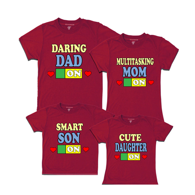 DARING DAD MULTITASKING MOM SMART SON CUTE DAUGHTER ON FAMILY T SHIRTS