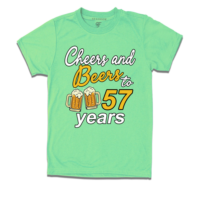 Cheers and beers to 57 years funny birthday party t shirts