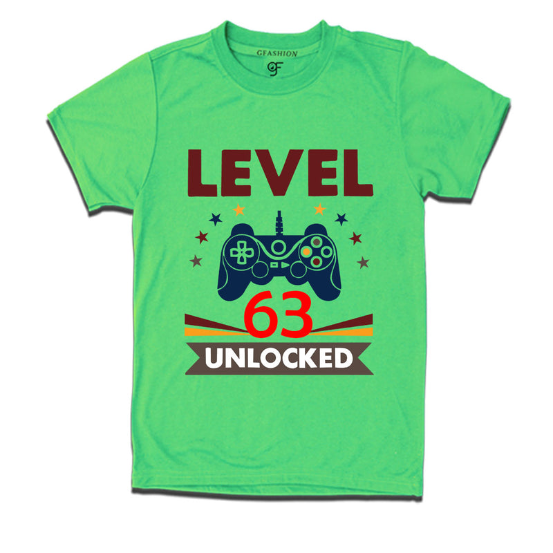 Level 63 Unlocked gamer t-shirts for 63 year old birthday