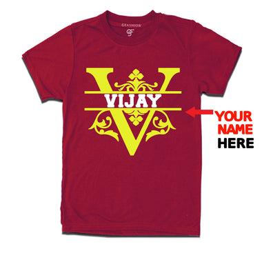 Initial V with name t shirts for kids and adults