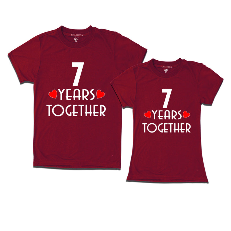 7 years together wedding anniversary couple t-shirts