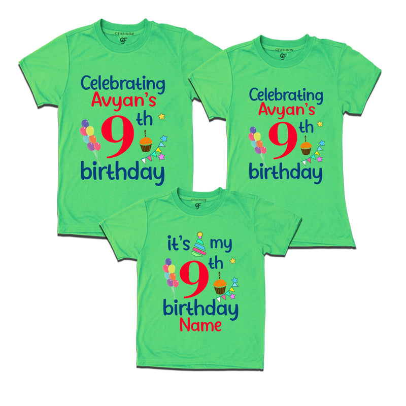 9th birthday name customized t shirts with family