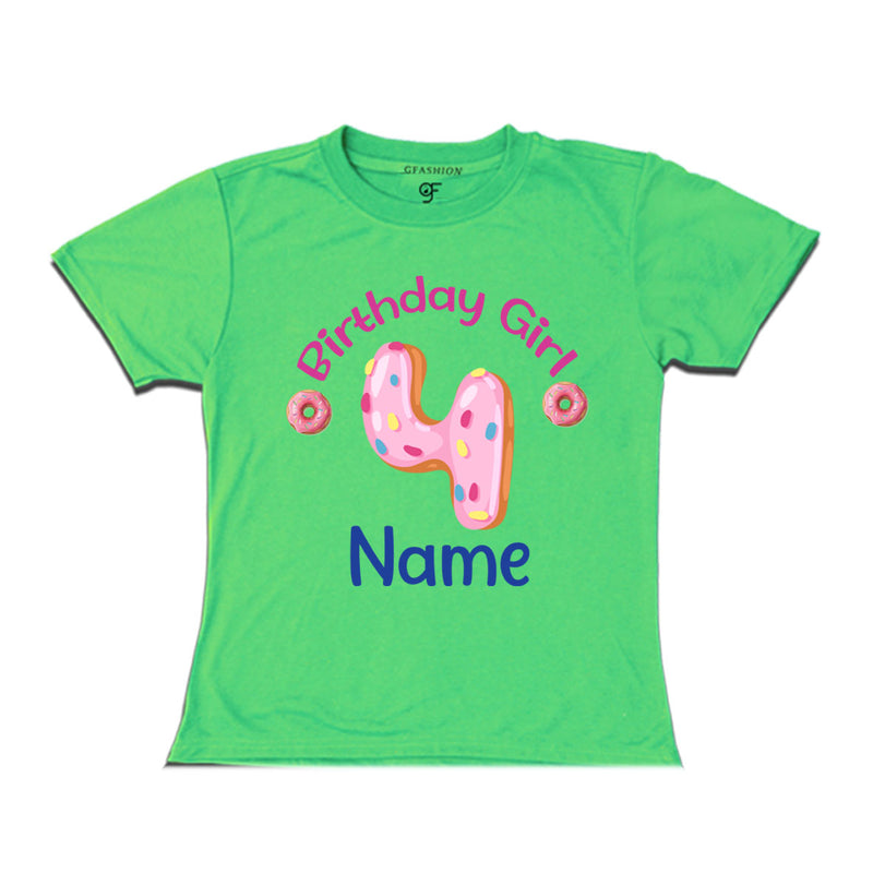 Donut Birthday girl t shirts with name customized for 4th birthday