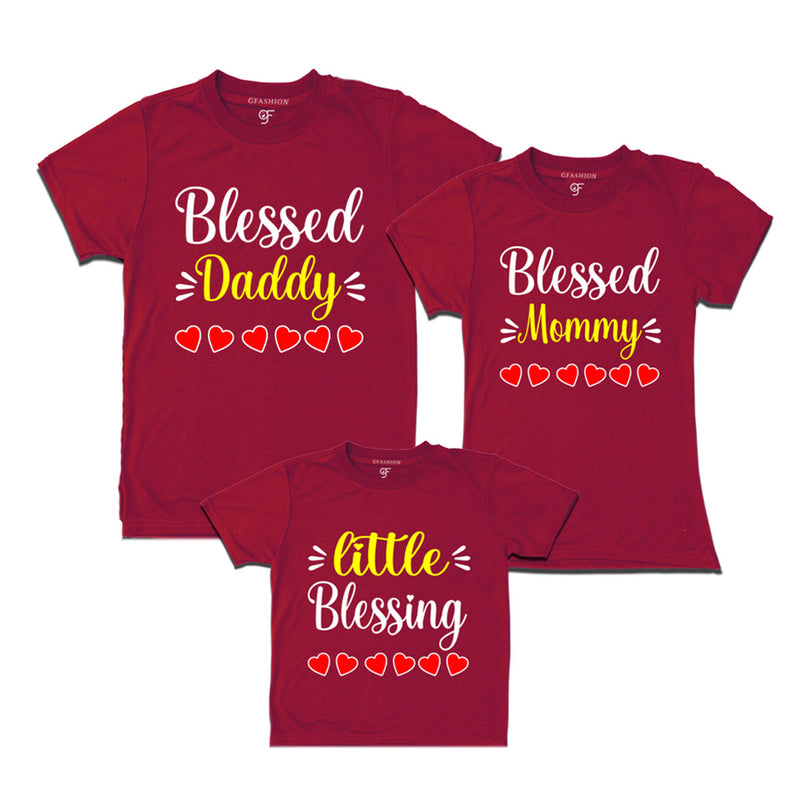 BLESSED DADDY BLESSED MOMMY AND LITTLE BLESSING FAMILY T SHIRTS