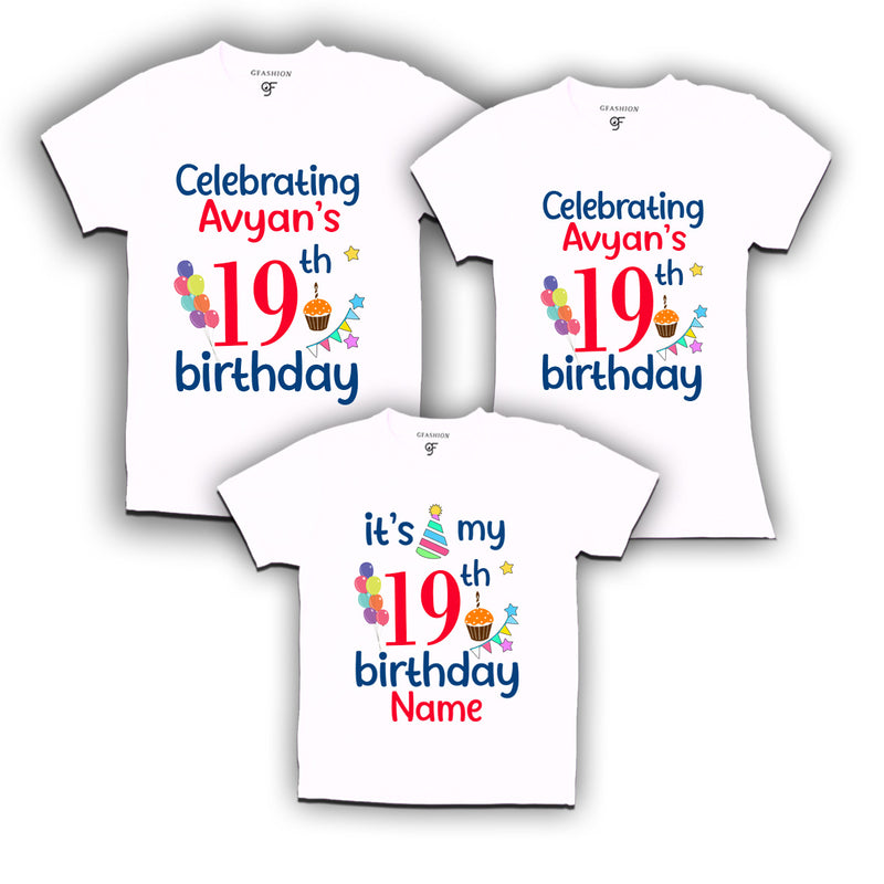 19th birthday name customized t shirts with family