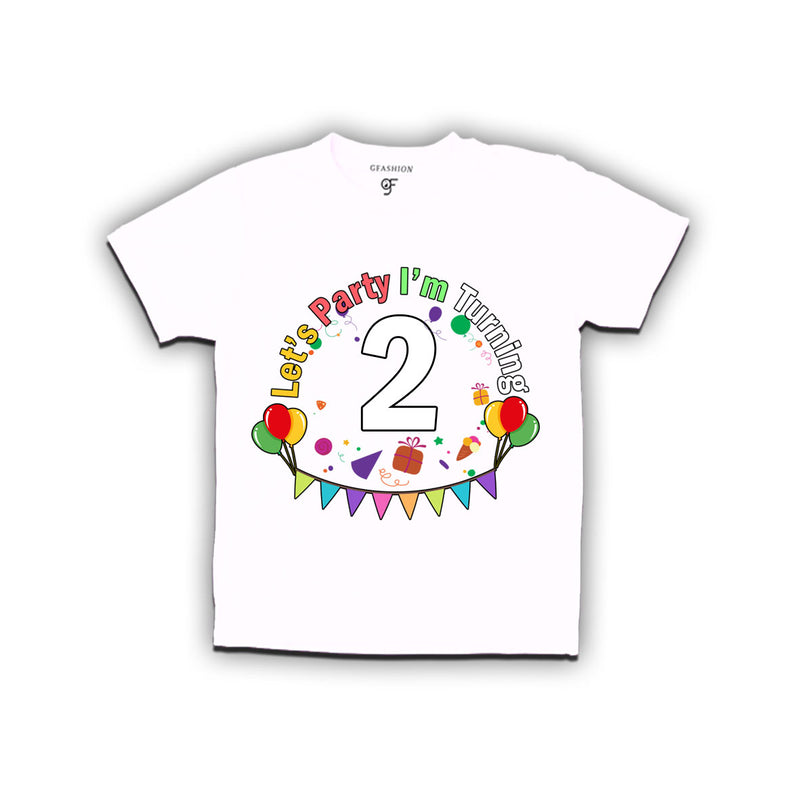 Let's party i'm turning 2 festive birthday t shirts