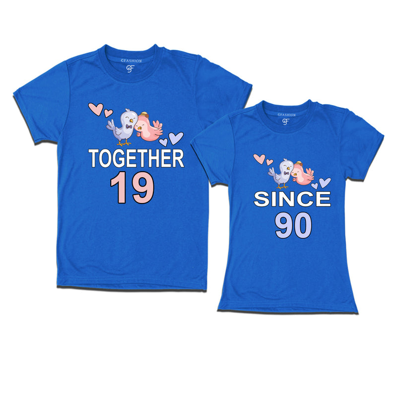 Together since 1990 Couple t-shirts for anniversary with cute love birds