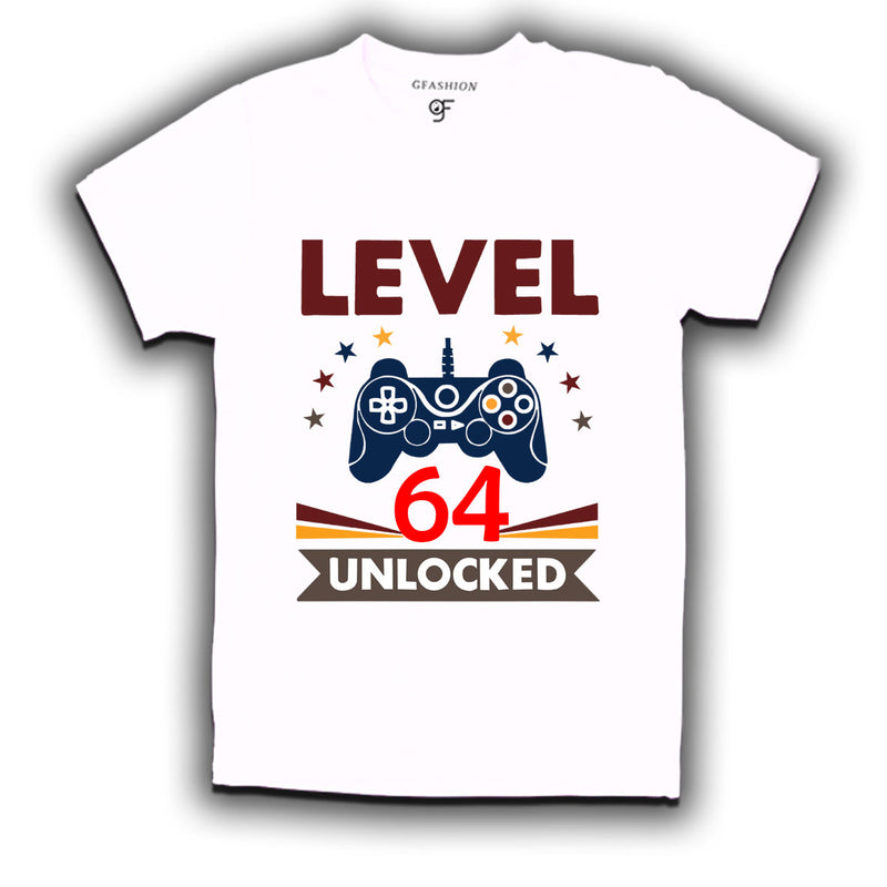 Level 64 Unlocked gamer t-shirts for 64 year old birthday