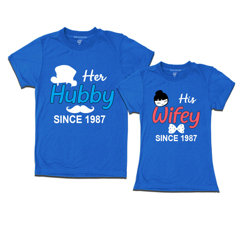 Her Hubby His Wifey since 1987 t shirts for couples