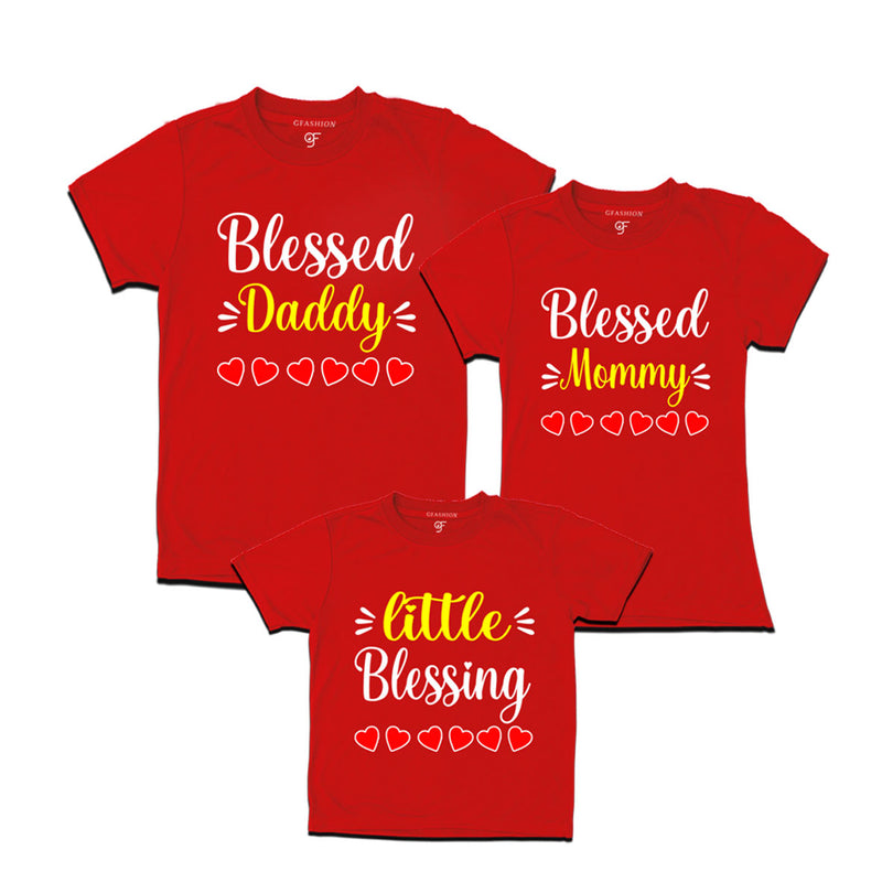 BLESSED DADDY BLESSED MOMMY AND LITTLE BLESSING FAMILY T SHIRTS