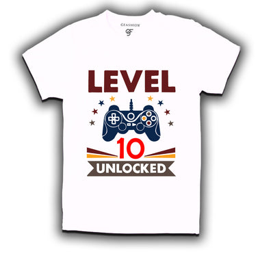 Level 10 Unlocked gamer t-shirts for 10 year old birthday